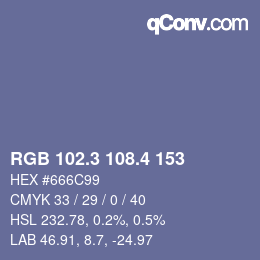 カラーコード: RGB 102.3 108.4 153 | qconv.com