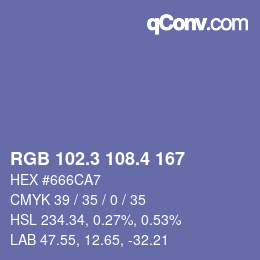 カラーコード: RGB 102.3 108.4 167 | qconv.com