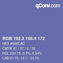 カラーコード: RGB 102.3 108.4 172 | qconv.com