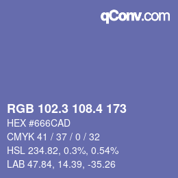 カラーコード: RGB 102.3 108.4 173 | qconv.com