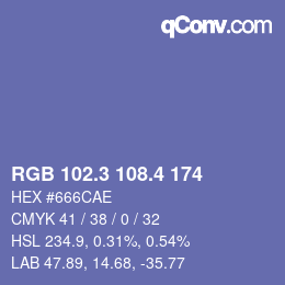 カラーコード: RGB 102.3 108.4 174 | qconv.com