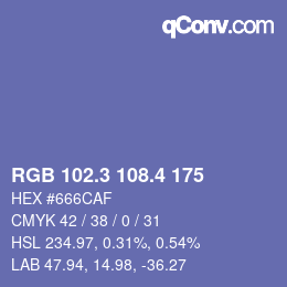 カラーコード: RGB 102.3 108.4 175 | qconv.com