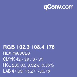 カラーコード: RGB 102.3 108.4 176 | qconv.com