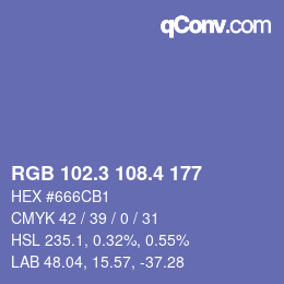カラーコード: RGB 102.3 108.4 177 | qconv.com