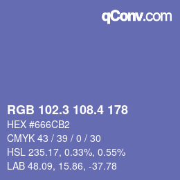 カラーコード: RGB 102.3 108.4 178 | qconv.com