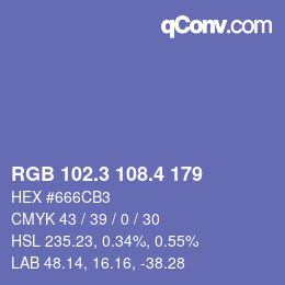 カラーコード: RGB 102.3 108.4 179 | qconv.com