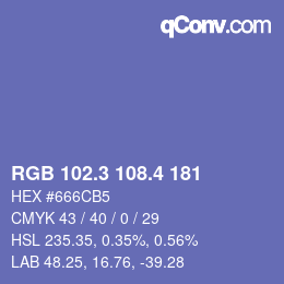 カラーコード: RGB 102.3 108.4 181 | qconv.com