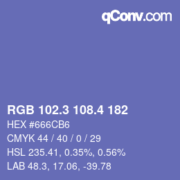 カラーコード: RGB 102.3 108.4 182 | qconv.com