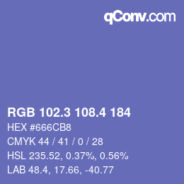 カラーコード: RGB 102.3 108.4 184 | qconv.com