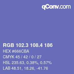 カラーコード: RGB 102.3 108.4 186 | qconv.com