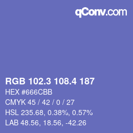 カラーコード: RGB 102.3 108.4 187 | qconv.com