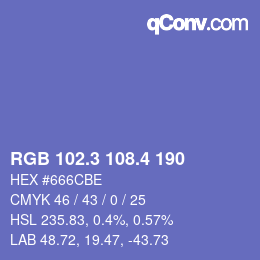 カラーコード: RGB 102.3 108.4 190 | qconv.com