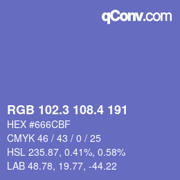 カラーコード: RGB 102.3 108.4 191 | qconv.com