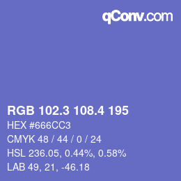 カラーコード: RGB 102.3 108.4 195 | qconv.com