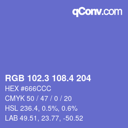 カラーコード: RGB 102.3 108.4 204 | qconv.com