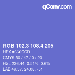 カラーコード: RGB 102.3 108.4 205 | qconv.com