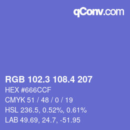 カラーコード: RGB 102.3 108.4 207 | qconv.com