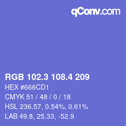 カラーコード: RGB 102.3 108.4 209 | qconv.com