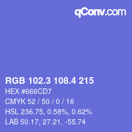 カラーコード: RGB 102.3 108.4 215 | qconv.com