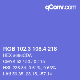 カラーコード: RGB 102.3 108.4 218 | qconv.com