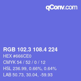 カラーコード: RGB 102.3 108.4 224 | qconv.com