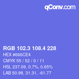 カラーコード: RGB 102.3 108.4 228 | qconv.com