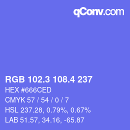 カラーコード: RGB 102.3 108.4 237 | qconv.com