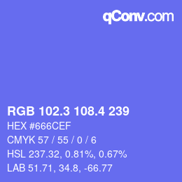 カラーコード: RGB 102.3 108.4 239 | qconv.com