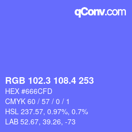 カラーコード: RGB 102.3 108.4 253 | qconv.com