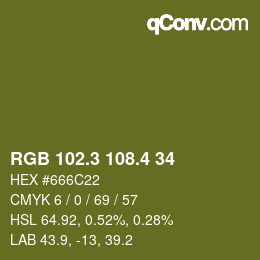 カラーコード: RGB 102.3 108.4 34 | qconv.com