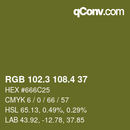 カラーコード: RGB 102.3 108.4 37 | qconv.com