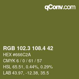 カラーコード: RGB 102.3 108.4 42 | qconv.com