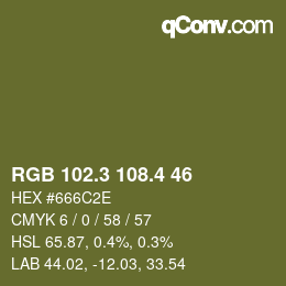 カラーコード: RGB 102.3 108.4 46 | qconv.com