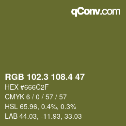 カラーコード: RGB 102.3 108.4 47 | qconv.com
