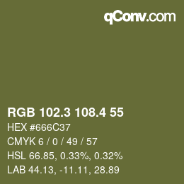 カラーコード: RGB 102.3 108.4 55 | qconv.com