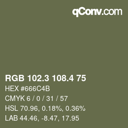 カラーコード: RGB 102.3 108.4 75 | qconv.com