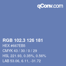 カラーコード: RGB 102.3 126 181 | qconv.com