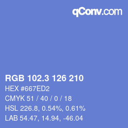 カラーコード: RGB 102.3 126 210 | qconv.com