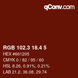 カラーコード: RGB 102.3 18.4 5 | qconv.com