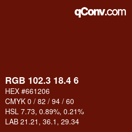 カラーコード: RGB 102.3 18.4 6 | qconv.com
