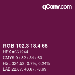 カラーコード: RGB 102.3 18.4 68 | qconv.com