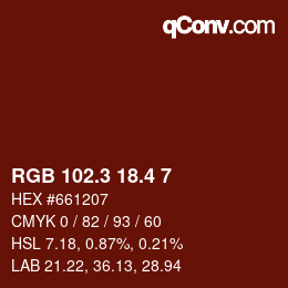 カラーコード: RGB 102.3 18.4 7 | qconv.com