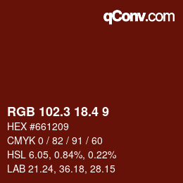 カラーコード: RGB 102.3 18.4 9 | qconv.com