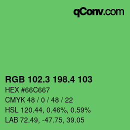 カラーコード: RGB 102.3 198.4 103 | qconv.com