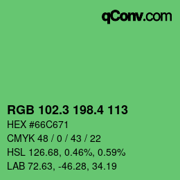 カラーコード: RGB 102.3 198.4 113 | qconv.com