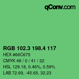 カラーコード: RGB 102.3 198.4 117 | qconv.com