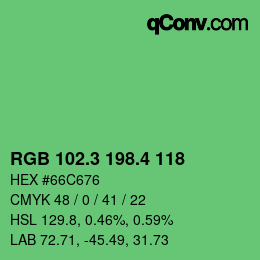 カラーコード: RGB 102.3 198.4 118 | qconv.com