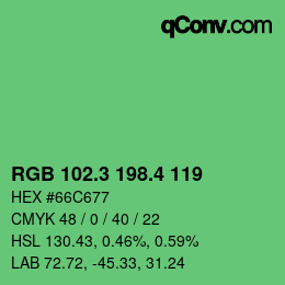 カラーコード: RGB 102.3 198.4 119 | qconv.com