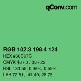 カラーコード: RGB 102.3 198.4 124 | qconv.com