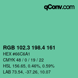 カラーコード: RGB 102.3 198.4 161 | qconv.com